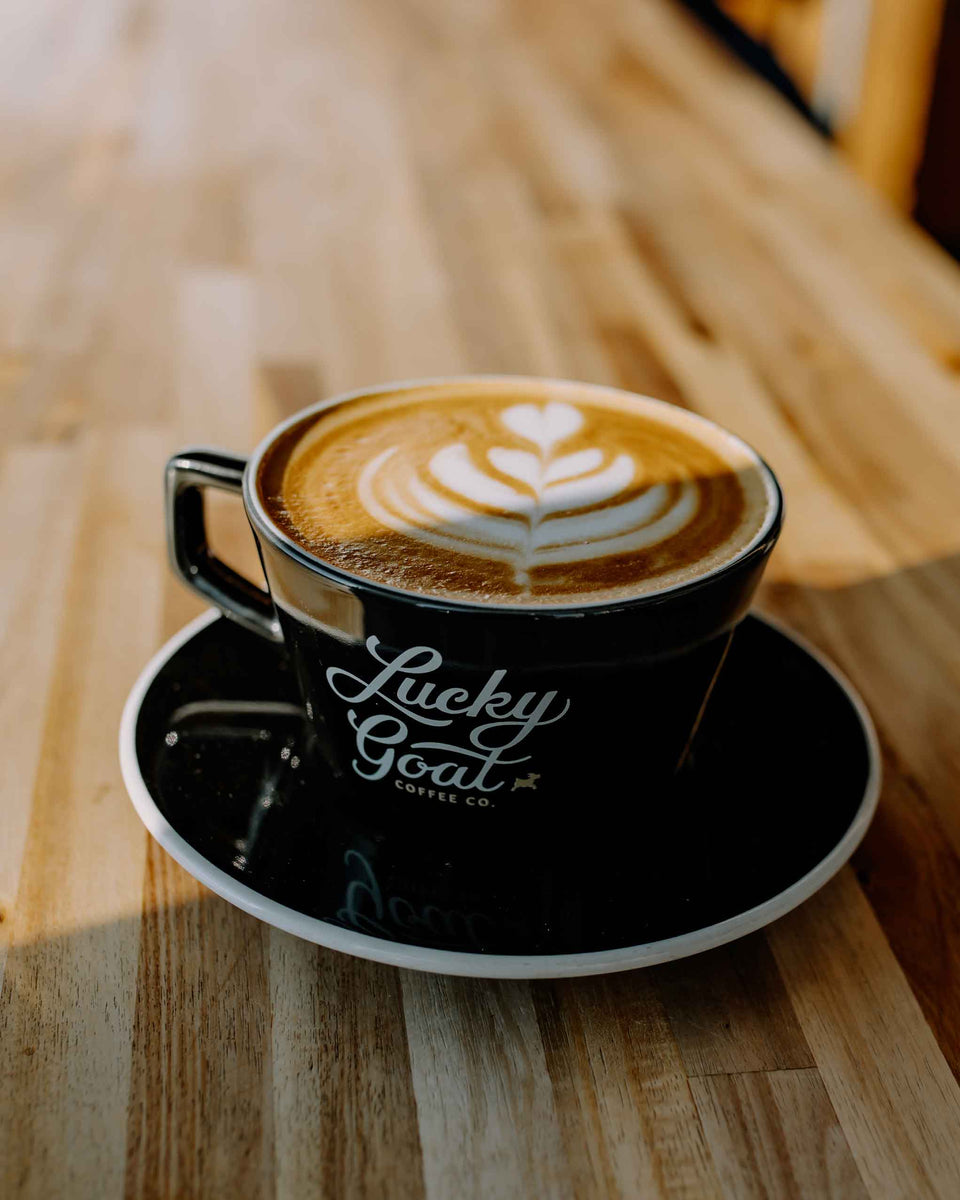 Latte Mug and Saucer Set— Ceramic – Lucky Goat Coffee