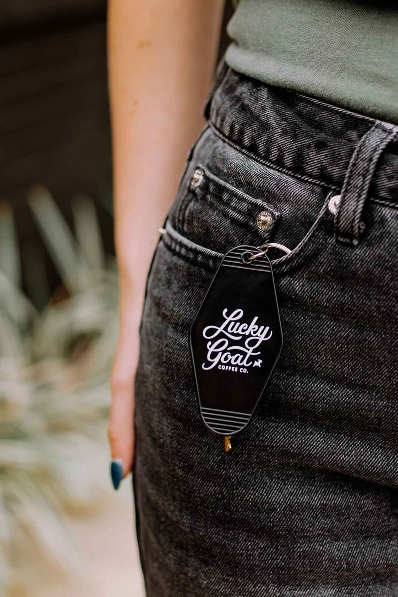 Black Motel Keychain – Lucky Goat Coffee