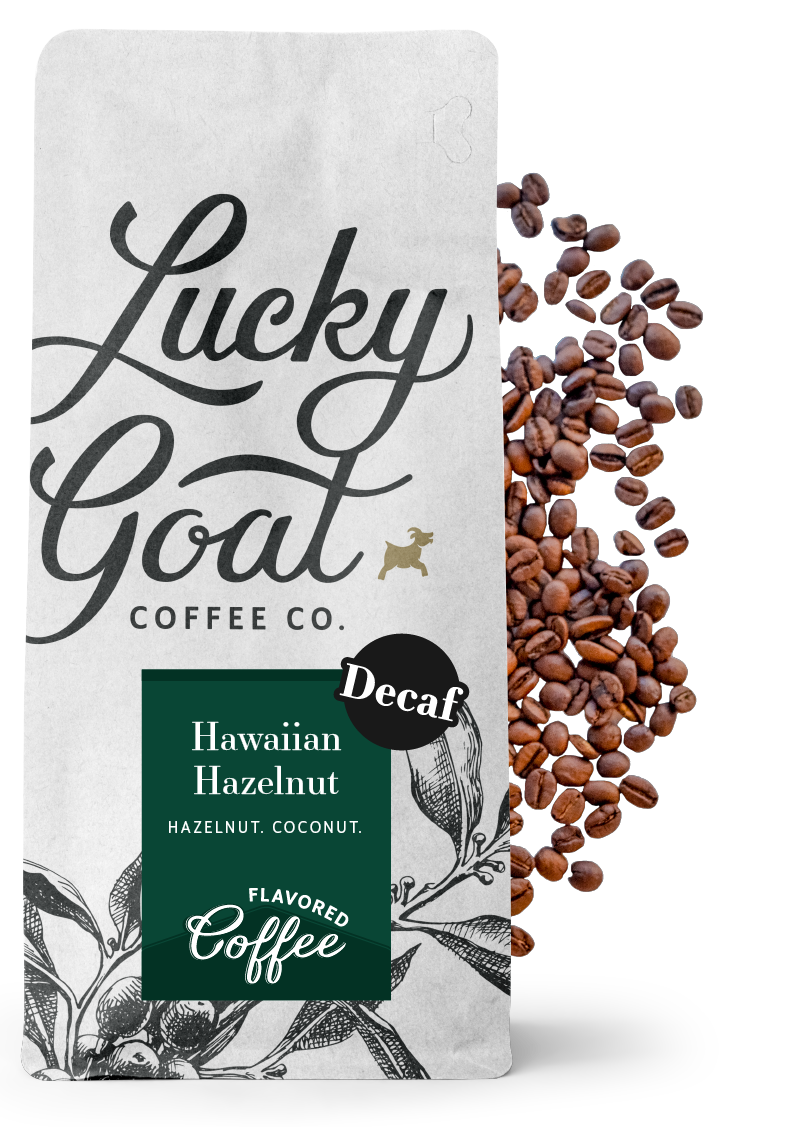 Decaf Hawaiian Hazelnut Flavored Coffee – Lucky Goat Coffee