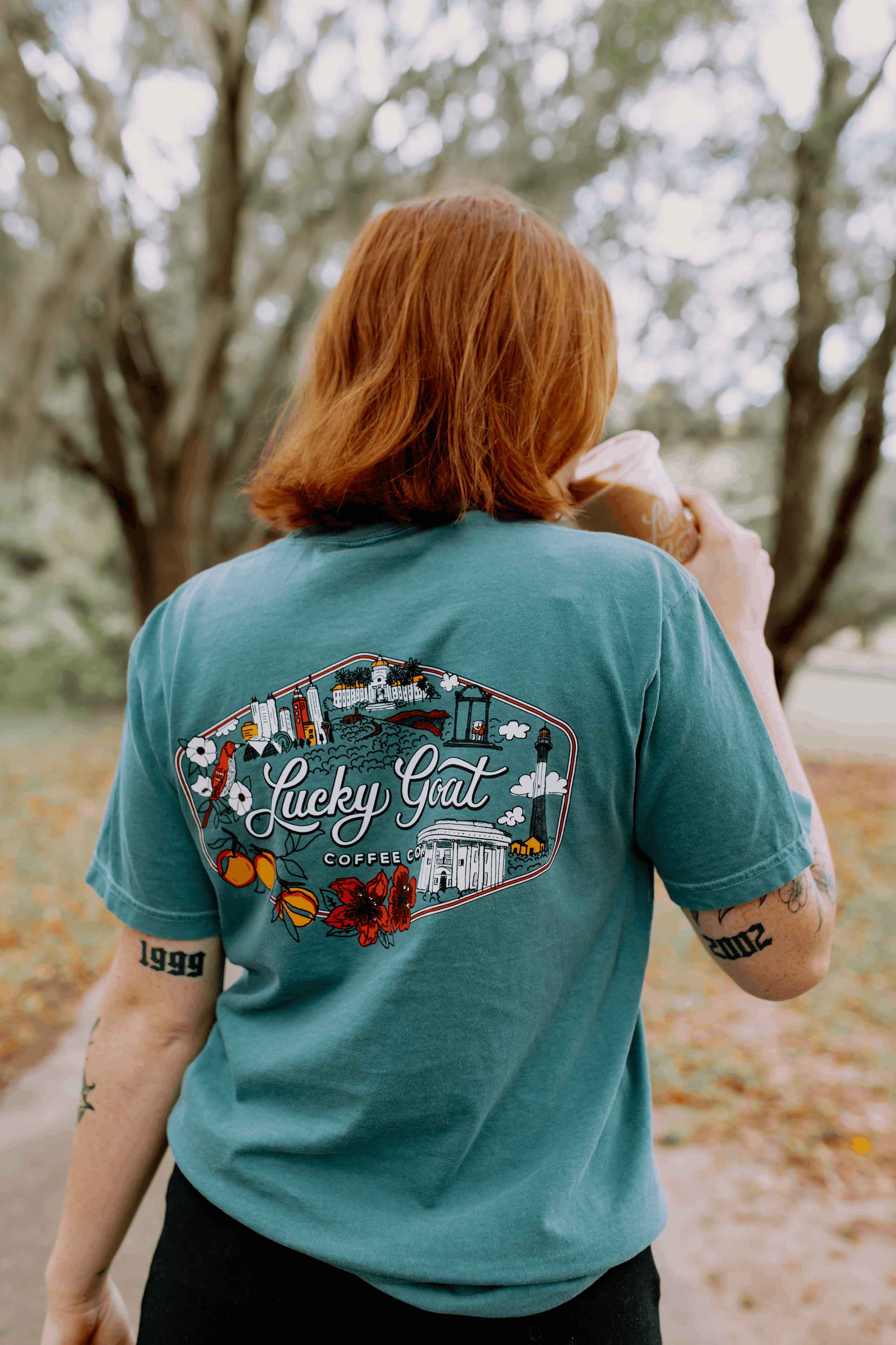 Georgia Badge Tee – Lucky Goat Coffee