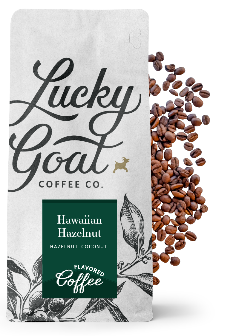 Hawaiian Hazelnut Flavored Coffee Beans – Lucky Goat Coffee