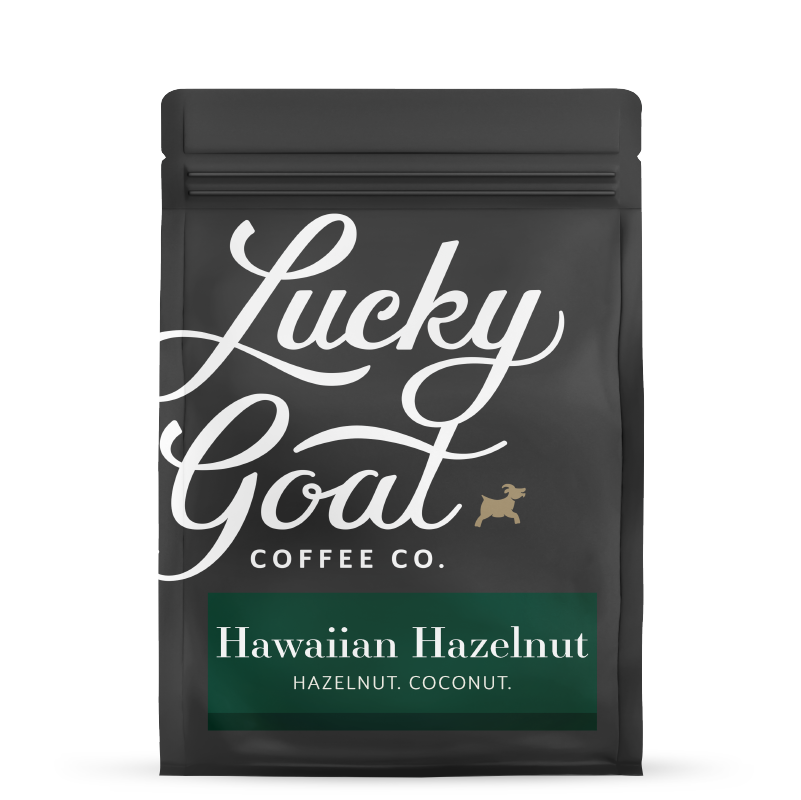 Hawaiian Hazelnut Flavored Coffee Beans – Lucky Goat Coffee Hawaiian Hazelnut Flavored Coffee Beans – Lucky Goat Coffee