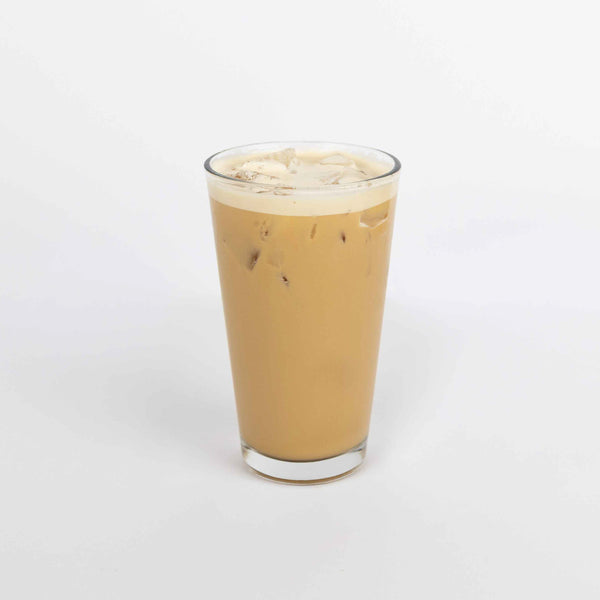 Glass of iced coffee on a white background