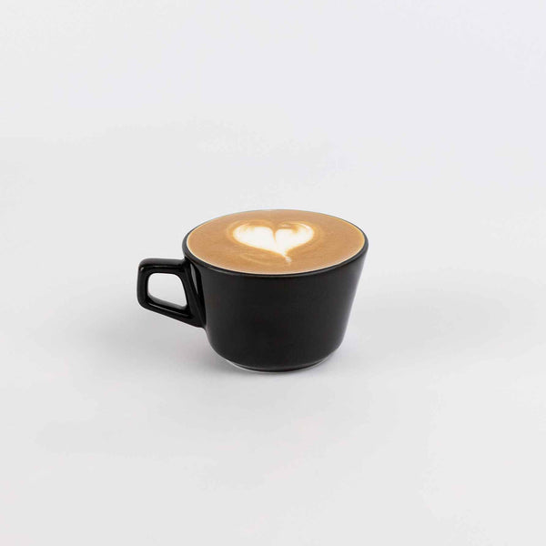 Black coffee mug on a white background