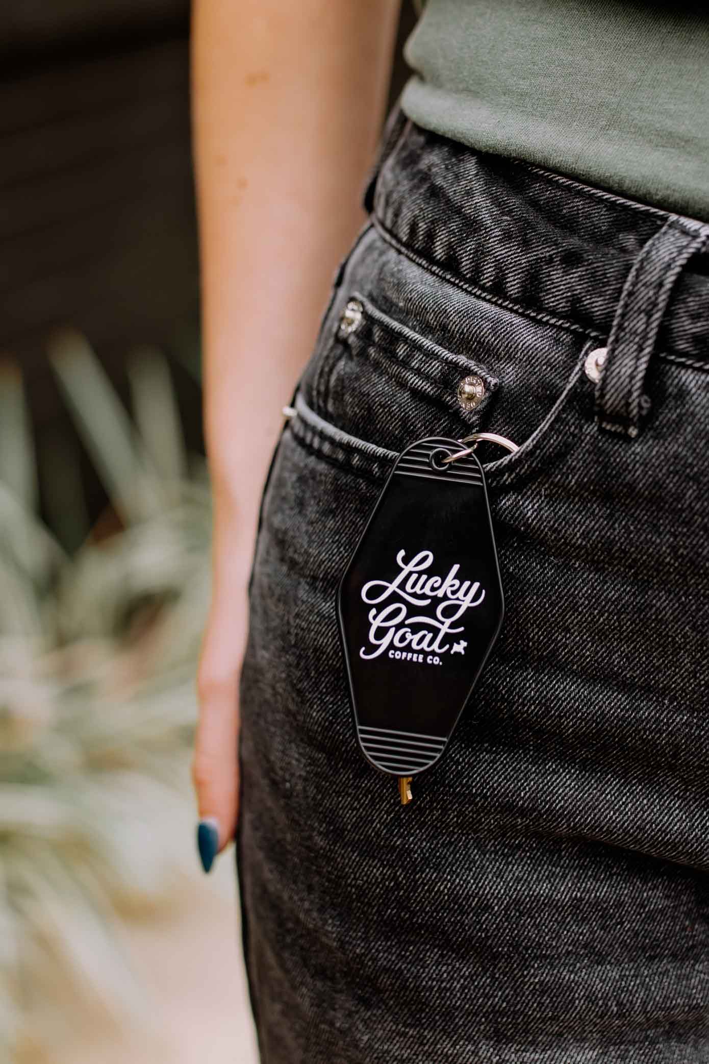 Black Motel Keychain – Lucky Goat Coffee